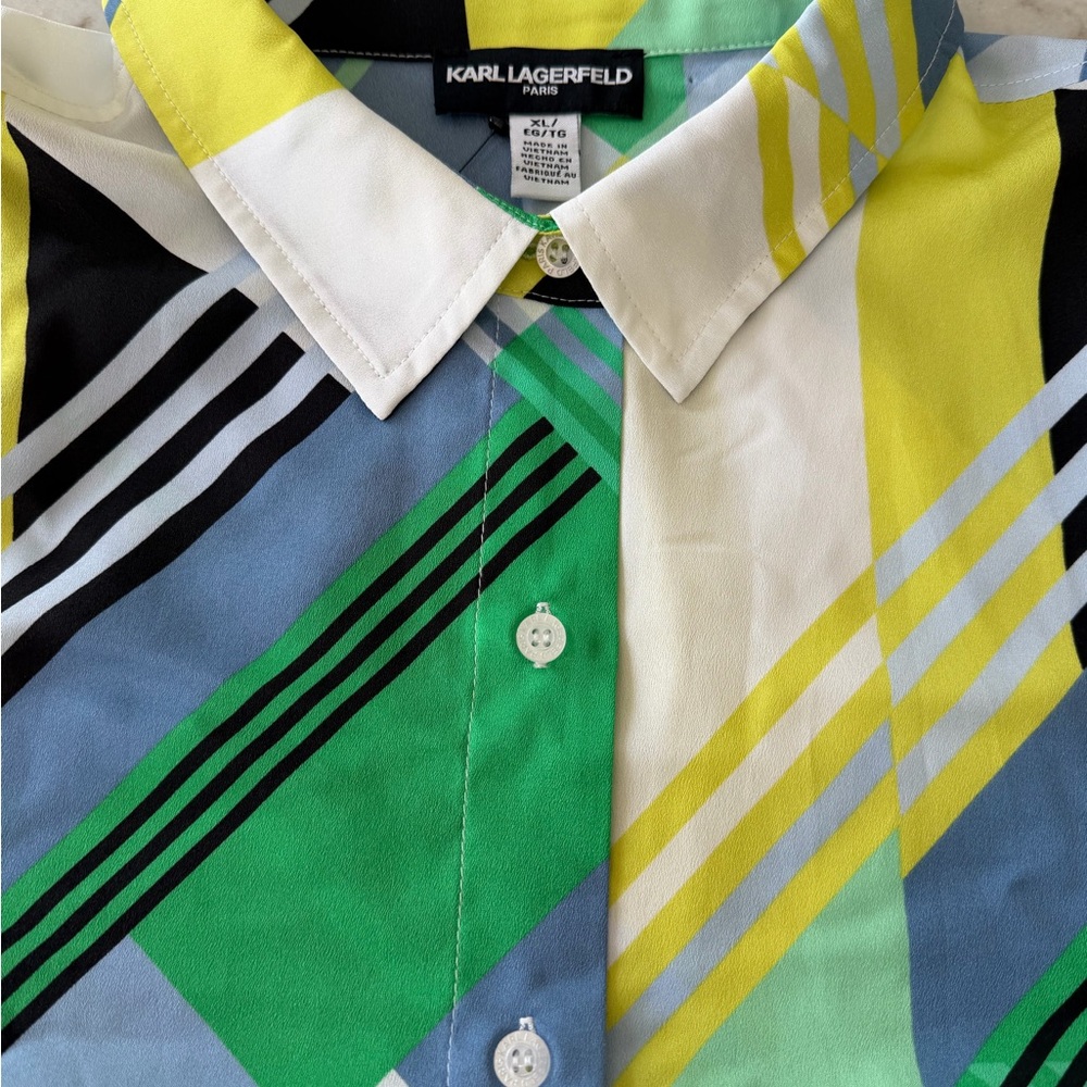 KARL LAGERFELD MULTI ABSTRACT BLOUSE!! Beautiful!! New!! XL